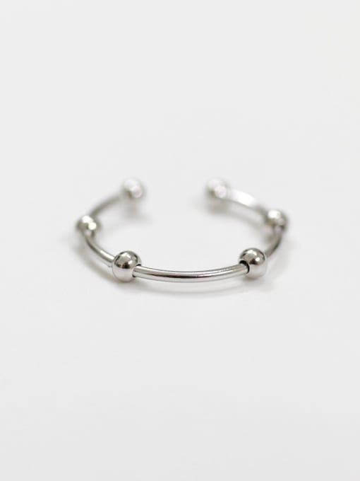 DAKA Personalized Simple Tiny Beads Silver Opening Ring 2