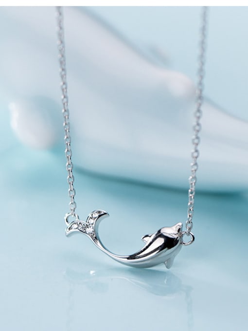 Rosh 925 Sterling Silver With Platinum Plated Simplistic Dolphin Necklaces 1