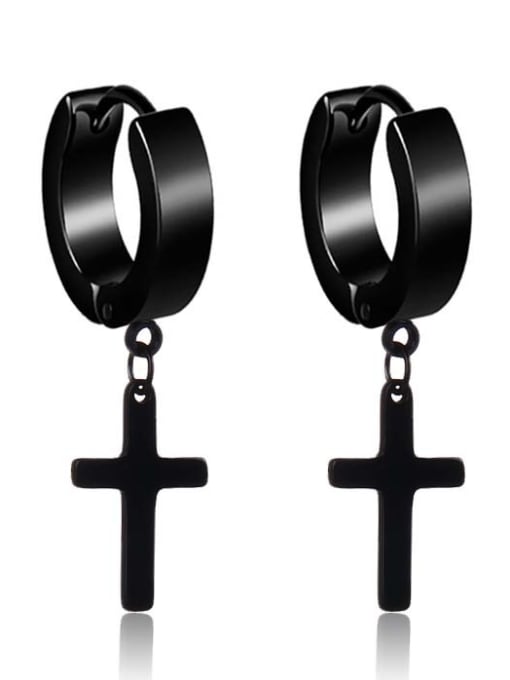 BSL Stainless Steel With Black Gun Plated Trendy Cross Clip On Earrings
