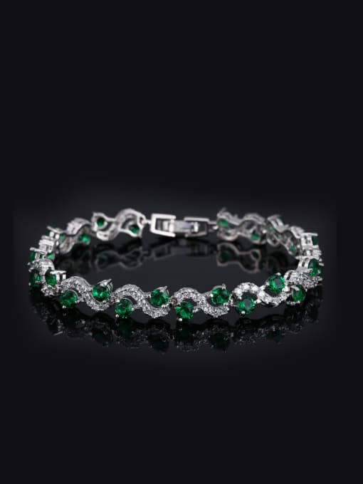 Green 17.5cm Color Zircon Copper Bracelet