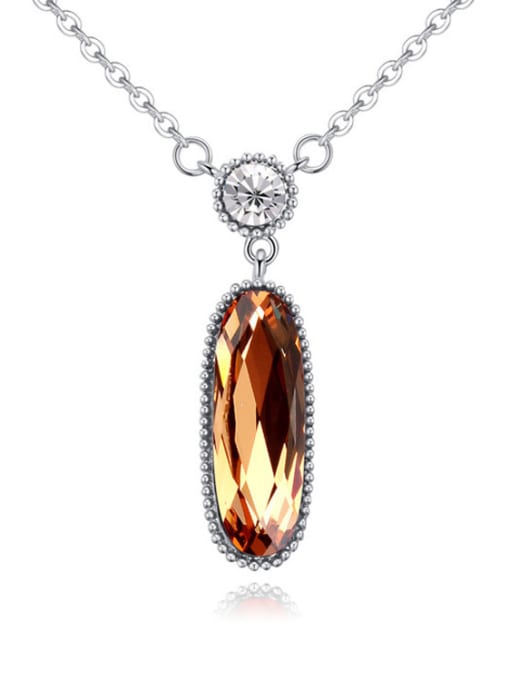 Yellow Simple Oval austrian Crystal Pendant Alloy Necklace