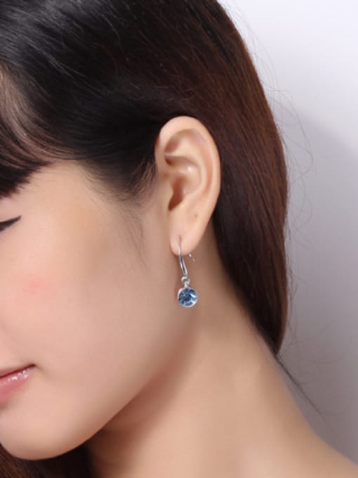 OUXI Fashion Blue Round Crystal Earrings 1