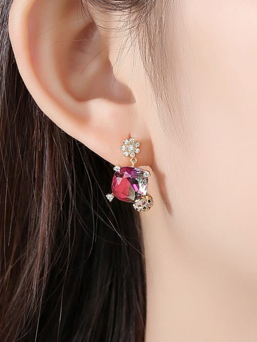 BLING SU Copper With Cubic Zirconia Cute Insect Ladybug Drop Earrings 3