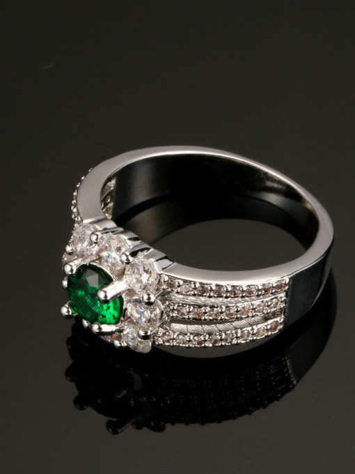 ZK Emerald Zircon Noble Engagement Fashion Ring 2