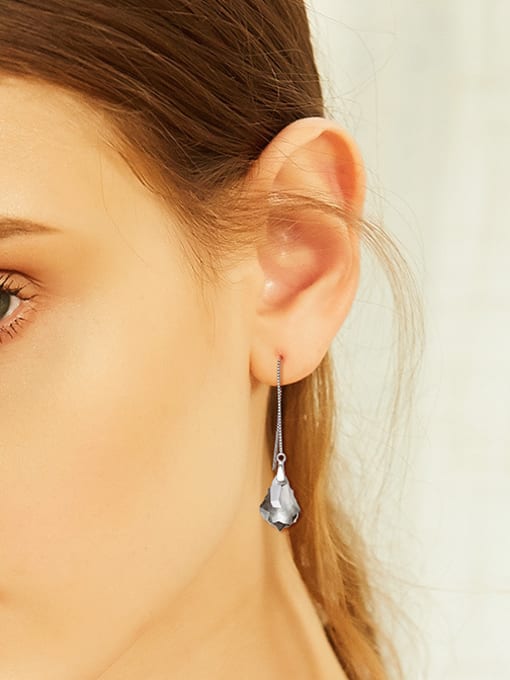 CEIDAI Simple Water Drop shaped austrian Crystal Line Earrings 1