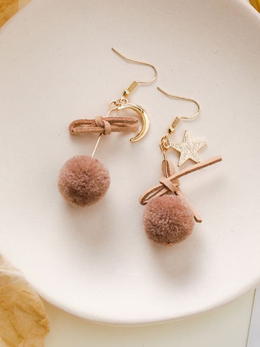 Girlhood Alloy With Rose Gold Plated Cute Round  HairballHook Earrings 2
