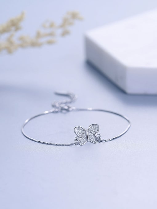 One Silver Women Charming Butterfly Zircon Bracelet 0