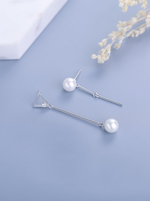 One Silver Elegant Asymmetric Pearl Stud Earrings 0