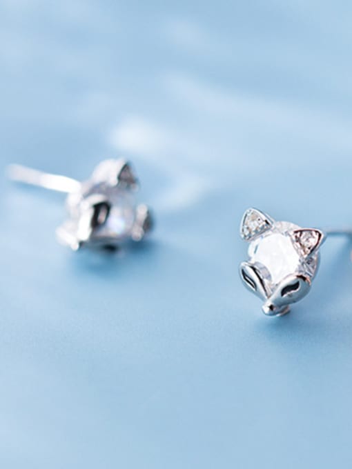 Rosh 925 Sterling Silver With Rose Gold Plated Personality Animal Fox Stud Earrings 2