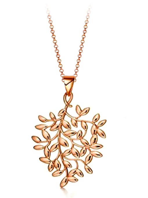 Rose Golden Pendant And Chain Silver Plated Leaves-shape Fashion Drop Earrings