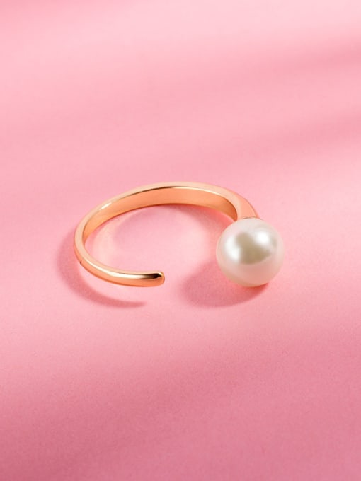 Ronaldo Open Design Gold Plated Artificial Pearl Ring 1