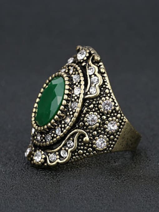 Gujin Retro style Resin stone White Crystals Alloy Ring 1