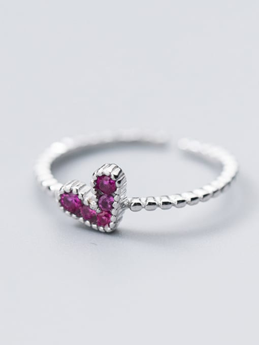 Rosh S925 silver ring, female wind fashion, purple diamond, love ring, sweet temperament, open finger index J4451 1