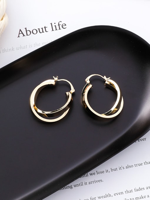 Girlhood Alloy With Gold Plated Simplistic Square Earrings 2