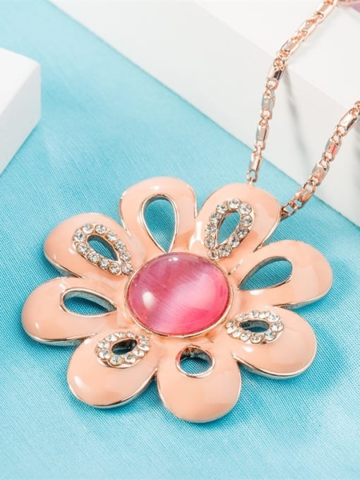 Ronaldo Creative Flower Shaped Opal Stone Women Necklace 1