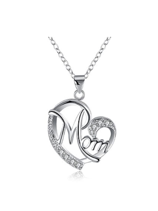OUXI Fashion Heart-shaped Mom Rhinestones Necklace 0