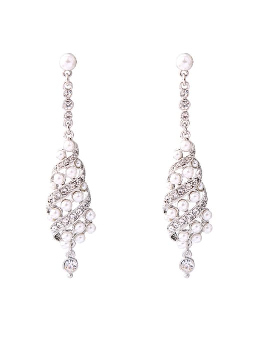 KM Elegant Artificial Pearls Long Fashion Drop Earrings 0