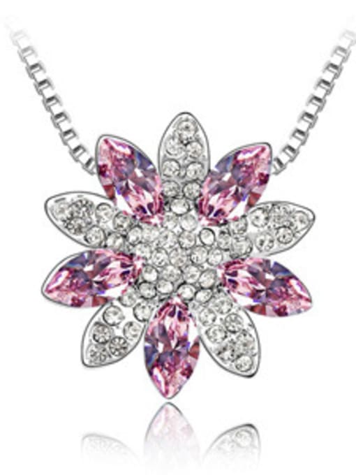 purple Fashion austrian Crystals Flowery Pendant Alloy Necklace