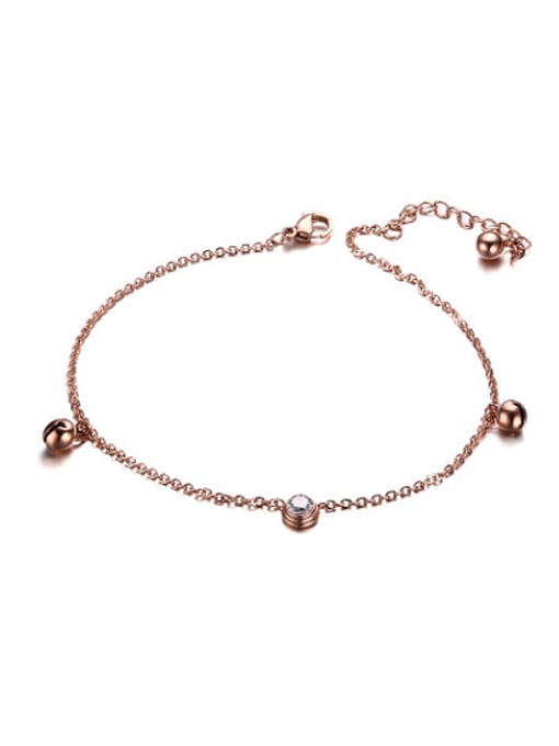 CONG All-match Rose Gold Plated Rhinestones Titanium Foot Jewelry