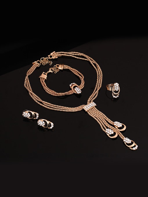 BESTIE 2018 Alloy Imitation-gold Plated Fashion Multi-chain CZ Four Pieces Jewelry Set 2