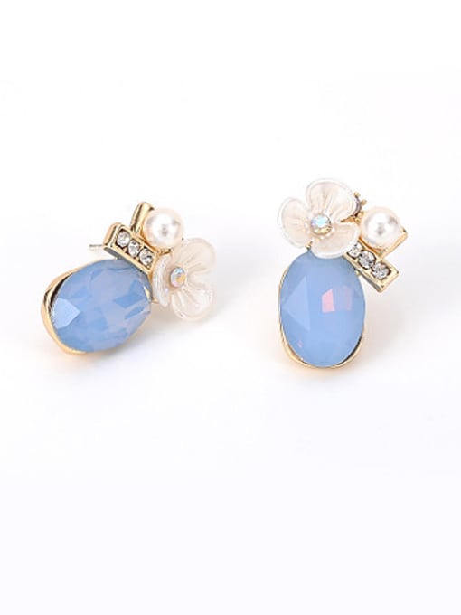 Sky Blue Elegant Blue Crystal Flower Shaped Stud Earrings