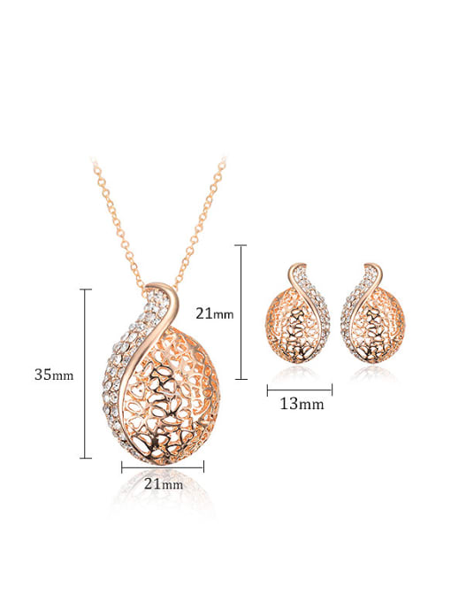 BESTIE Alloy Imitation-gold Plated Fashion Creative Hollow Rhinestone Two Pieces Jewelry Set 1