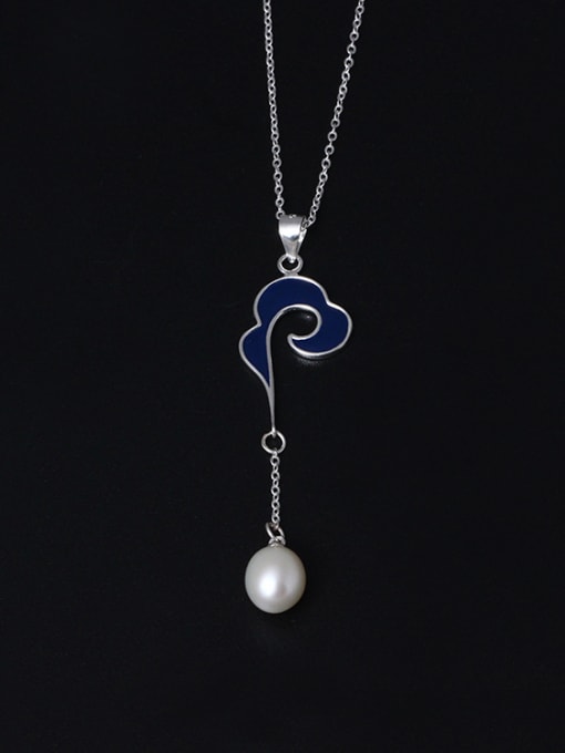 SILVER MI Clouds Freshwater Pearl Clavicle Necklace 0