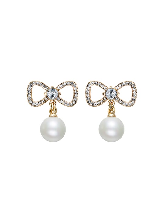 CEIDAI Fashion Bowknot Artificial Pearls Stud Earrings 0