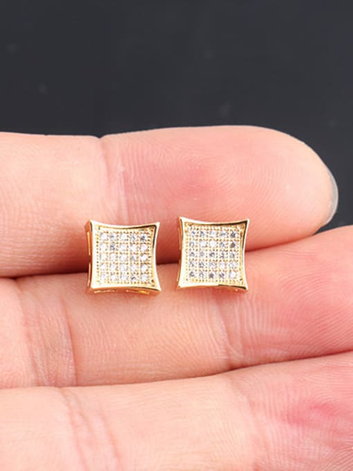 Gold Square AAA Zircon Europe And The United State Quality stud Earring