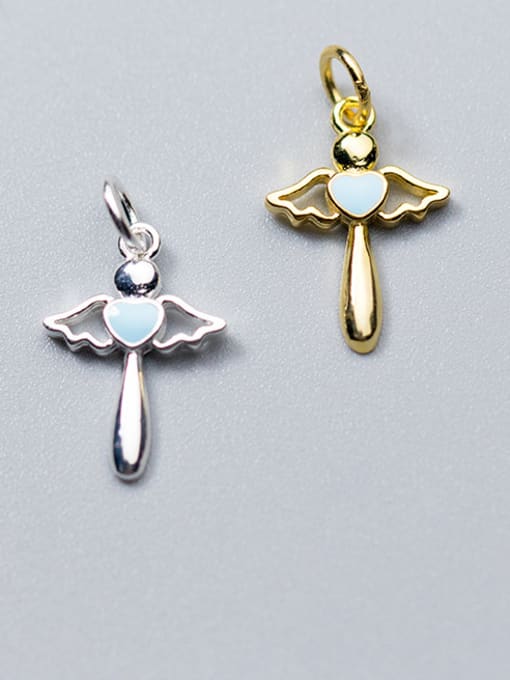 FAN 925 Sterling Silver With Gold Plated Simplistic Angel Charms 0