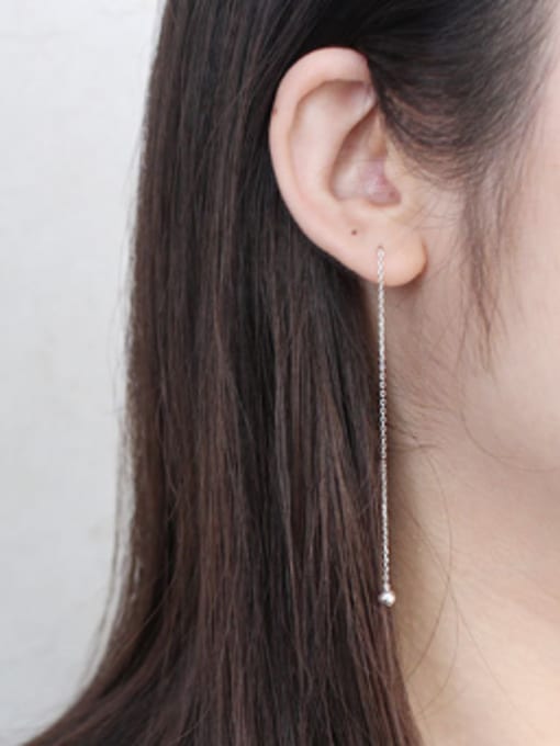 DAKA Simple Little Smooth Bead Silver Line Earrings 1