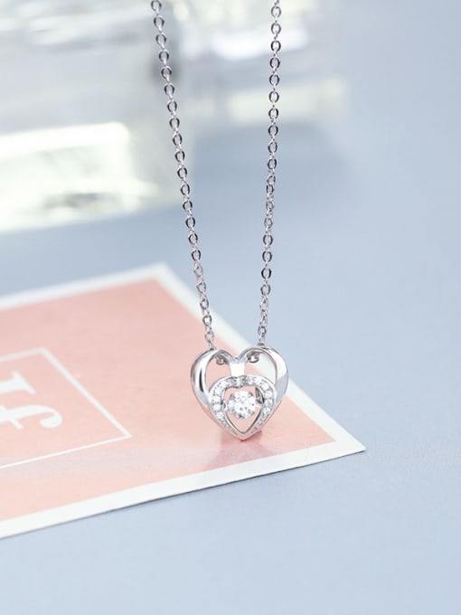 One Silver Double Heart-shaped Necklace 2