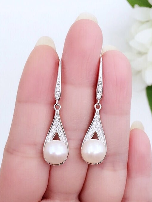 Silver 2018 2018 Fashion Freshwater Pearl Water Drop shaped hook earring