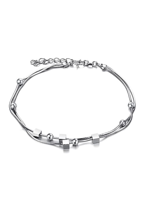 Open Sky Simple Two Chain Cube Platinum Plated
