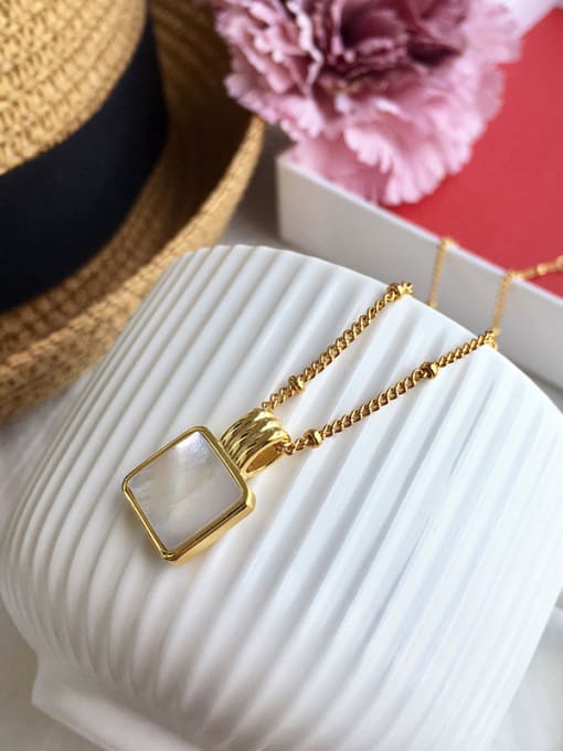 gold white Copper With Gold Plated Simplistic Square Necklaces