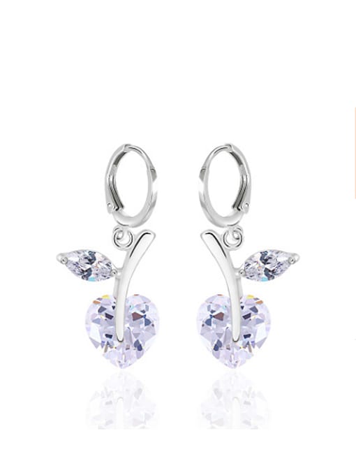 XP Copper Alloy White Gold Plated Fashion Heart-shaped Zircon drop earring 0