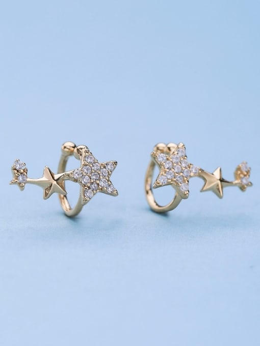 One Silver Women Gold Plated Star Shaped Earrings