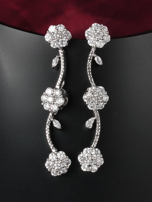 SANTIAGO Elegant Plum Blossom Shaped Zircon Drop Earrings 1