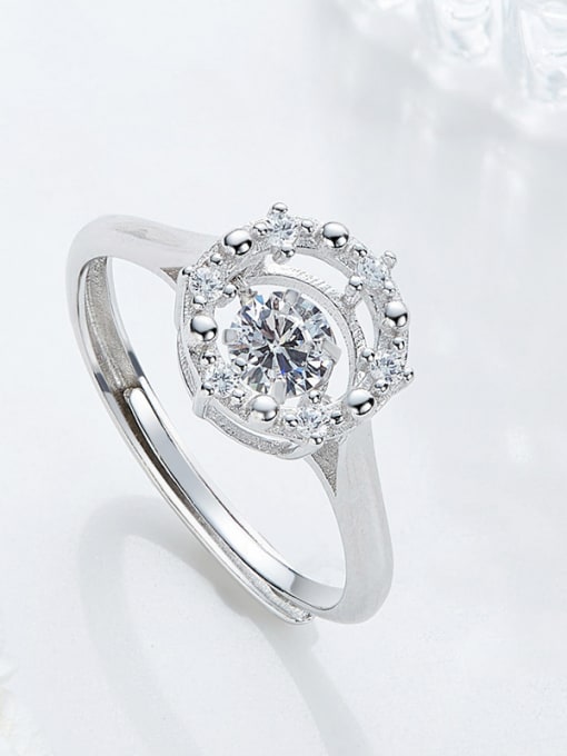 CEIDAI Fashion 925 Silver Shiny Cubic Rotational Zircon Ring 2