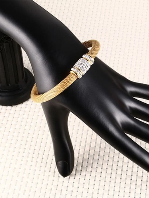 CONG Exquisite Gold Plated Net Shaped Zircon Band Bracelet 1