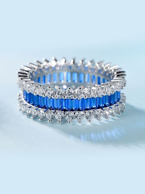 Blue Blue Geometric Zircon Multistone ring