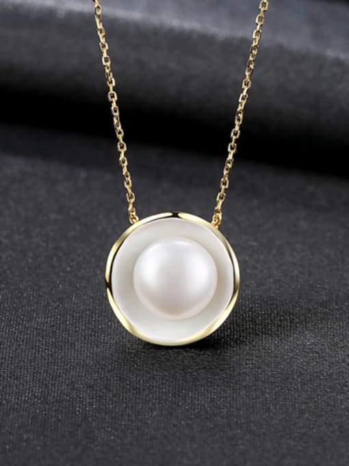 White New Pure Silver Natural Freshwater Pearl Pendant Necklace