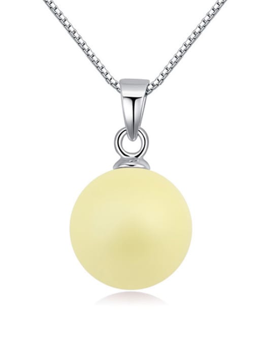 yellow Simple Imitation Pearl Pendant Alloy Necklace