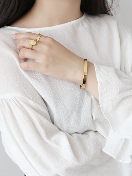 DAKA Sterling silver minimalist gold glossy open bracelet 1