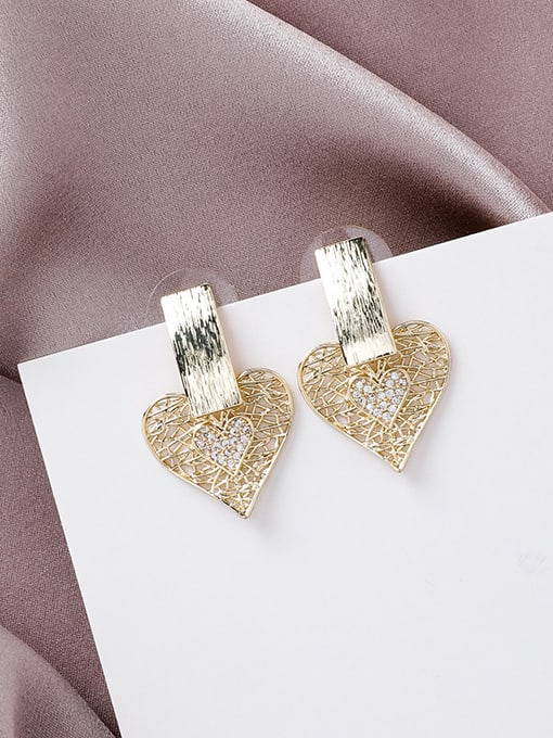 Main plan section Alloy With Gold Plated Simplistic Heart Drop Earrings