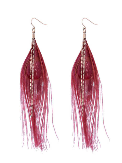 KM Temperamental Feathers Long Tassel Women's Earrings 0