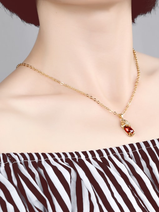 Open Sky Fashion 24K Gold Plated Ruby Stone Necklace 1