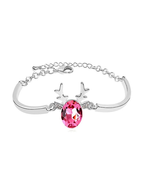 pink Simple Deer Horn Oval austrian Crystal Alloy Bracelet
