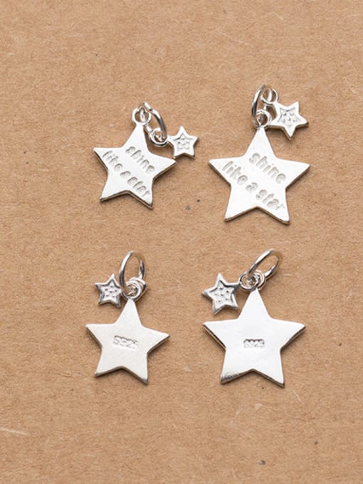 FAN 925 Sterling Silver With White Gold Plated Cute Star Charms 1