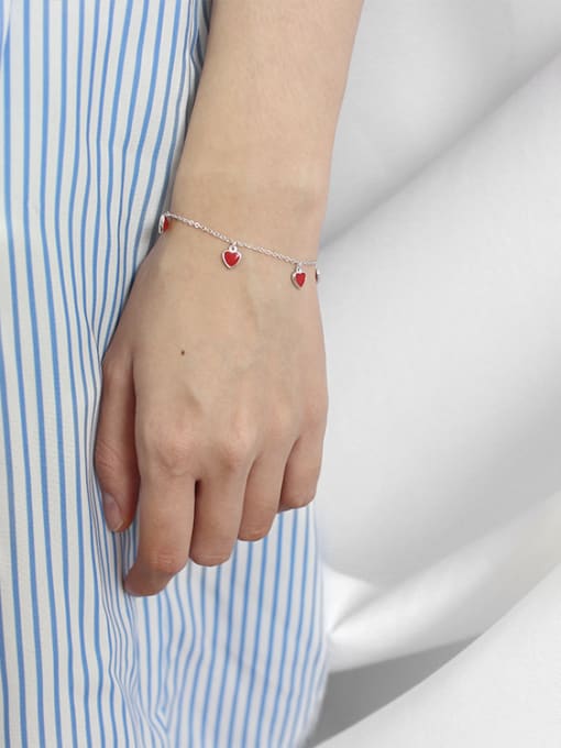DAKA Fashion Little Red Hearts Silver Women Bracelet 1